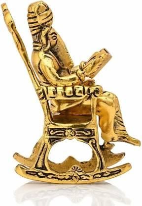 Golden Lord Ganesha Statue Reading Ramayan Showpiece