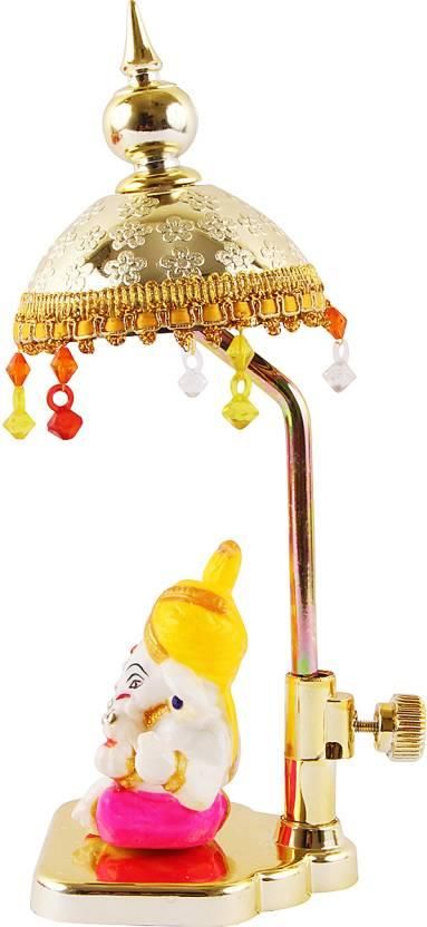 Exquisite Marble Ganesh with Umbrella Elegant Idol Decorative Showpiece