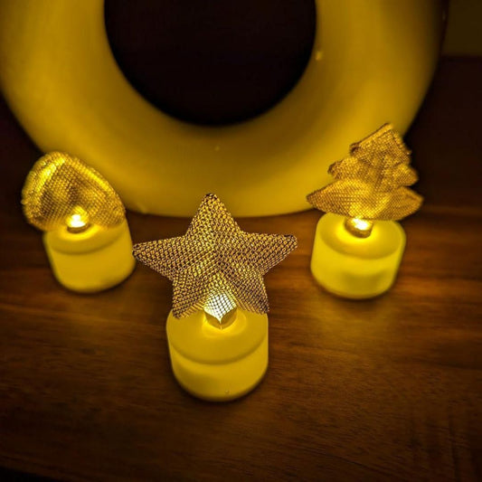 Golden Net LED Tealight Candle Lanterns